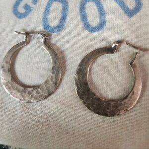 Elegant Hammered Silver Hoop Earrings